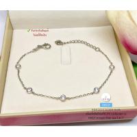 ราคา สร้อยข้อมือเงินแท้92 5 ชุบทองคำขาว ประดับเพชร cz งานน่ารักๆ Free size 5 8 7 0 นิ้ว สร้อยเงินแท้ (10872189017)