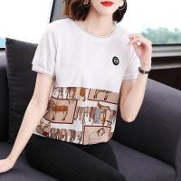 ราคา เสื้อยืดกีฬาแขนสั้น2023ชุดเดรสหน้าร้อนวัยกลางคนและผู้สูงอายุสำหรับคุณแม่ฤดูร้อนแฟชั่นใหม่ (19978849929)