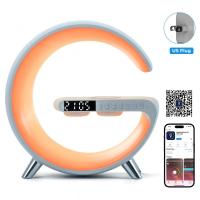ราคา โคมไฟตั้งโต๊ะมีไฟ LED RGB สมาร์ท APP ไฟกลางคืนสร้างบรรยากาศลำโพงนาฬิกาปลุกที่ชาร์จไร้สายสำหรับ iPhone Samsung ห้องเดสก์ท็อป (21170640739)