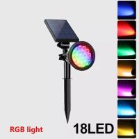 ราคา ไฟปักสนามโซล่าเซลล์ ไฟสวนโซล่าเซลล์ สปอตไลท์โซล่าเซลล์ RGB 18LED Solar Light โคมไฟสนาม แสงเหลือง แสงขาว ไฟปักสนามหญ้า (21152059214)