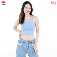ราคา ChobCrop เสื้อกล้ามครอป ผ้าเรย่อน 2 ชั้น ผ้ายืดมาก แขนกุด เอวลอย Rayon 001 (18481810593)
