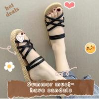 ราคา รองเท้าแตะผู้หญิง จัดส่งที่รวดเร็ว รองเท้าแตะฤดูร้อน สองสี รองเท้าใส่สบาย รองเท้าแตะยอดนิยม รองเท้าแตะทอมือ INS สไตล์เกาหลี (15574451516)