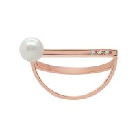 ราคา A CEMI Half Circle Pearl RIng แหวนมุกแท้ แหวนเงินแท้ ชุบทอง 18K โรสโกลว์ ของขวัญ (9526957825)