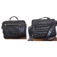 ราคา กระเป๋าสะพายหนังจระเข้ สีดำ ทรงนอนยาว หรือ เซียนพระนอน (20779453908)