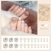 ราคา PINPAI เล็บปลอมเล็บเท้าสั้นแบบกดบนเล็บ24ชิ้นคลุมทั้งหมดปลายเล็บเท้าพร้อมอุปกรณ์ประดับตกแต่งดีไซน์แบบปลอมเล็บเท้า (18455411604)