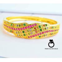 ราคา กำไลประดับพลอย b118 พลอยสวย หนัก 3 บาท งานเศษทอง ทองไมครอน ทองชุบ เคลือบทอง (17015004550)