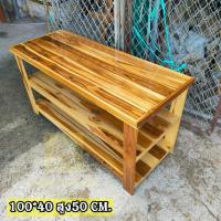 ราคา CRW ชั้นวางทีวีไม้สัก ชั้นวางยาวไม้สัก 100 40 สูง50 ซม สีเคลือบเงาโชว์ลายไม้ พร้อมส่ง (19721822566)