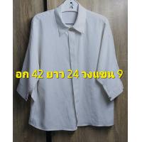 ราคา L40 เสื้อเชิ้ตคอปกกระดุมซ่อนแขนสั้นสามส่วนทรงปีกค้างคาวสีขาวผ้าคอตตอนนุ่มงานสวยเรียบร้อยสุภาพ (21317927195)
