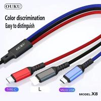 ราคา OUKU X8 5A ชาร์จเร็ว สายถัก3 ใน 1สายชาร์จโทรศัพท์มือถือ สายถัก ใช้ได้ 3 หัว สำหรับ for L Micro USB Type C (21054123506)
