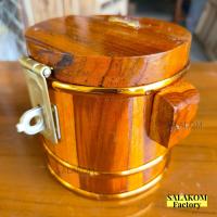 ราคา ถังไม้สัก ถังเงินถังทอง ถังเก็บเงิน ถังกระปุกออมสินไม้สัก ถังทองทรงกลม ออมสิน 4 4 นิ้ว piggy bank (737230470)