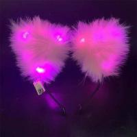ราคา 1 X ที่คาดผมหูแมวหูฟังมีไฟ LEDที่คาดผมหูแมวขนฟูสำหรับเด็กผู้หญิงคอสเพลย์ (12431285039)