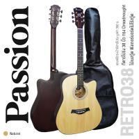 ราคา Passion Retro 38 Acoustic Guitar กีตาร์โปร่ง 38 นิ้ว ทรง Dreadnought คอเว้า ไม้เบสวู้ด แถมฟรีกระเป๋ากีตาร์โปร่ง กีตาร์โปร่งมือใหม่ (16043748200)