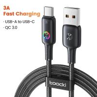 ราคา Toocki สายชาร์จ3A USB Type C สายชาร์จเร็วสำหรับ Huawei Xiaomi 12 realme Samsung S23อัลตร้าไฟ LED ตัวบ่งชี้ USB Type C (21171026808)
