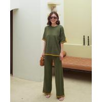 ราคา Knit Set ชุดเซ็ตไหมพรมทอขอบทูโทน เสื้อคอกลมแขนสั้น กางเกงขายาวเก็บทรงสวย (17930899908)