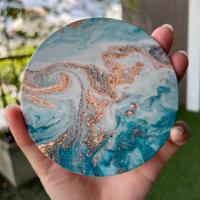 ราคา มีกล่องทุกชิ้น จานรองแก้ว แผ่นหินรองแก้ว ที่รองแก้ว ลายน้ำ หินอ่อน (17162261605)