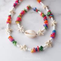 ราคา สร้อยคอไปทะเล หินสีธรรมชาติสลับปลาดาวรุ่นสุดปัง สร้อยคอ สร้อยหอย สร้อยเปลือกหอย ขายดีที่สุดในIG (17381897466)