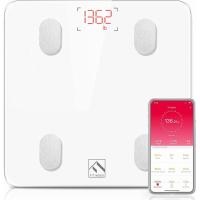 ราคา FITINDEX Bluetooth Body Fat Scale Smart Wireless BMI Bathroom Weight Scale Body Composition Monitor Health Analyzer with Smartphone App for Body Weight Fat Water BMI BMR Muscle Mass White (15900522298