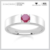 ราคา Gemondo แหวนเงินแท้ 925 Sterling Silver ชุบโรเดียม ประดับทับทิม Ruby ขนาด 4 5 มม สไตล์แหวนเม็ดเดี่ยว แหวนผู้ชาย (19826338999)