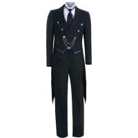 ราคา Anime Black Butler Kurosuji Sebastian Michaelis Cosplay Costume Women Men Black Uniform Outfit Halloween Costumes wig (14182786382)