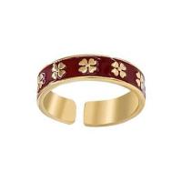 ราคา แหวนผู้หญิงเคลือบสีแดงเปิดได้สองสีปรับได้โลหะที่หรูหราทองสี่ใบโคลเวอร์แหวนนิ้วมือแฟชั่นเครื่องประดับสาววัยรุ่นที่สวยงาม (20026484576)