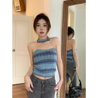 ราคา Cici 3080 เสื้อเกาะอกไหมพรม ดีเทลสายโซ่คล้องคอสุดเก๋ สีรุ้งลายทาง it so cute (19159624176)