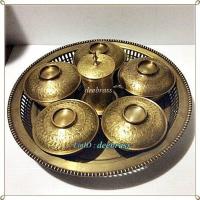 ราคา ชุดทองเหลืองสำรับอาหาร ชามฝาตอกลาย 5 นิ้วครึ่ง ถาด 16 นิ้ว พร้อมชุดแก้วตอกลาย (8981450196)