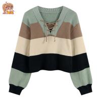 ราคา เสื้อไหมพรม แขนยาวคอวี เสื้อครอปแฟชั่น สไตล์เกาหลี ดีเทลแต่งเชือกผูก พร้อมส่ง TS56091 (21273438583)