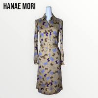 ราคา Hanae Mori เดรสแขนยาวผ้าไนลอนพร้อมเข็มขัด (20919519016)