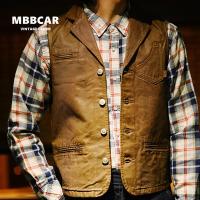 ราคา MBBCAR เสื้อกั๊กยีนส์สีน้ำตาลย้อนยุค2023ฤดูหนาวสไตล์ผู้ชายทนทานใหม่เสื้อกั๊กล่าสัตว์ทำด้วยมือสำหรับวัยรุ่นผู้ชาย (11761740379)
