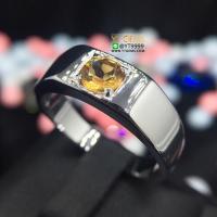 ราคา แหวนปลอกมีด แหวนซิทริน แหวนเงินแท้ ชุบทองคำขาว พลอยซิทรินแท้ YTG 8165 (17397841406)