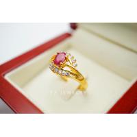 ราคา แหวนทองพลอยทับทิมแท้กาญจนบุรีน้ำหนักเม็ดละ 2 32 กะรัต ก้านฝังเพชรเม็ดละ 3 ตัง พร้อมใบรับรองสินค้า เคลือบทองคำแท้100 (12326708376)