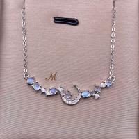 ราคา Meena Gems สร้อยคอพลอยแท้ มูนสโตนเลือปฟ้า ตัวเรือนเงินแท้925 แหวนพลอยแท้เสริมดวง พลอยประจำเดือน (20386134521)