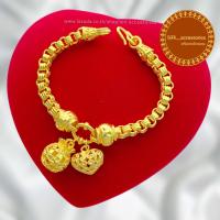 ราคา สร้อยข้อมือทองเหมือนแท้1บ ลายสามห่วงห้อยจี้หัวใจถุงทอง สร้อยข้อมือทองเคลือบแก้ว ข้อมือทองชุบ สร้อยข้อมือทองชุบ1บาท ข้อมือหนัก1บาท (20405226338)