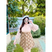 ราคา สางอวบ เดรสสาวอวบ เดรสน้องหมี แขนมุ้งมิ้ง อก 38 40 42 44 46 (19028672690)