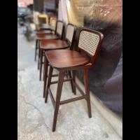 ราคา เก้าอี้บาร์ เก้าอี้สูง เก้าอี้ไม้สัก ตกแต่งด้วยหวาย ร้านจ่ายค่าขนส่งให้ (19103342020)