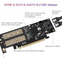 ราคา M 2 NVMe SSD NGFF To PCIE 3 0 X16 Adapter M Key B Key MSATA PCI Expansion SATA 3 in 1 Converter Riser (20515759055)