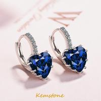 ราคา Kemstone ต่างหูรูปห่วงหัวใจเพทายรูปลูกบาศก์เคลือบสีเงินหรูหราสำหรับของขวัญเครื่องประดับสตรี (20041771452)