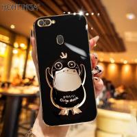 ราคา Hontinga ปลอกเคสสำหรับ OPPO F9 OPPO Find X3 Pro FindX3 R17 Pro Oppof9เคสพร้อมขายึดแบบพับได้เป็ดแฟชั่นสีทึบหรูหรา Chrome Soft TPU Square เคสโทรศัพท์คลุมทั้งหมดเคสป้องกันกล้อง Anti Gores เคสยาง (1657026