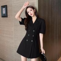 ราคา ชุดเดรสแขนกุดสีดำชุดเดรสลำลองชุดเดรสลำลองเสื้อผ้ากุลสตรีเกาหลีแขนสั้นผู้หญิงสวยสง่าสีกากี (19791759585)