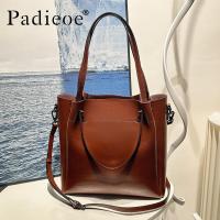 ราคา PADIEOE Womens Bag 2024 new womens bag oil wax leather large capacity commuter bag shoulder bag crossbody bag (21314840555)