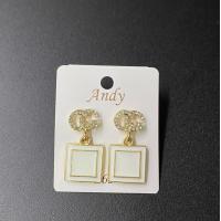 ราคา ZN ต่างหูแบรนด์ ตุ้มหูชาแนล อักษร CC ประดับเพชร น่ารักเรียบง่าย แฟชั่นผู้หญิง (20590675421)