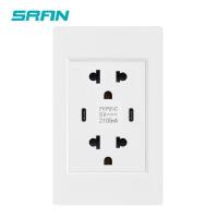 ราคา SRAN Type C USB Dual Thailand Socket 5V 2 1A PC Flame Retardant 118mm Panel USB C Double Thai Wall Plugs White Black Grey Electrical Circuitry Parts (20226779456)