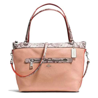 ราคา กระเป๋าถือ COACH แท้ รุ่นหรูจาก Shop หนังแท้ หนังนิ่ม และหนังลายหนังงู มีสายยาว ใบใหญ่ COACH 11759 TYLER TOTE IN POLISHED PEBBLE LEATHER WITH PYTHON EMBOSSED LEATHER TRIM NUDE PINK (12001256517)