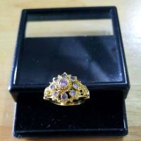 ราคา แหวนทับทิมตัวเรือนทองเหลือง งานไทยโบราณ แหวนทองเหลืองแบบโบราณประดับพลอยหลากสีตามวันเกิด BR 19 (16218995942)