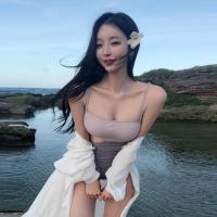 ราคา GT shop ใหม่ชุดว่ายน้ำแฟชั่น กางเกงเอวสูงสีน้ำตาลประกายชมพู เก็บพุงพรางหุ่น เนื้อผ้าดีใส่สวย เซ็กซี่จ้า (14744291848)