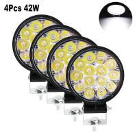 ราคา ไฟ LED สปอตไลท์ LED ทรงกลมขนาดเล็ก4ชิ้น12V 24V 42W สำหรับทางวิบากรถจี๊ปรถบรรทุก4X4รถ SUV ATV ไฟหน้า LED 2ชิ้น (21170647178)