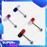 ราคา จิวลิ้น จิวเจาะลิ้น จิวใส่ลิ้น เจาะตามร่างกาย เครื่องประดับร่างกาย ก้านสแตนเลสแท้ แคปซูล กลิตเตอร์ ก้าน 1 6 ยาว 16 mm มาตรฐาน อันละ 79 (16452026045)