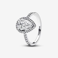ราคา 925 Sterling Silver Sparkling Pear Halo Ring Teardrop Classic Stone Ring Jewelry For Women (21028499905)