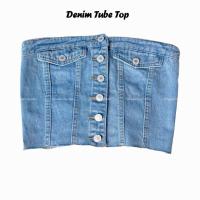 ราคา SueaCrop bkk Denim Tube Top เกาะอกยีนส์ Y2k น่ารักมากๆ เสื้อยีนส์ ชุดเกาะอก ชุดไปคาเฟ่ (20914009553)