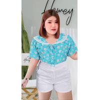 ราคา RN36 เสื้อสาวอวบลายดอกเดซี่ รุ่นปกทหารเรือ อก 48 (20132971834)